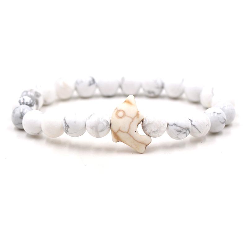 Naturstein Armband Mode Männlich Weiblich Delphin Stretch Paar Armband