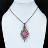 Pink Cobalt 999 Copper Wire Wrapped Pendant, Handmade Gemstone Jewelry Pendant Gift For Birthday
