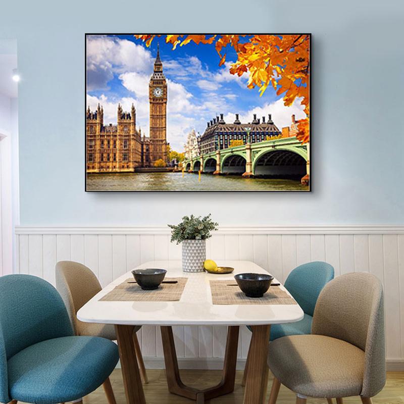 Brücke Landschaft DIY 5D Diamant Malerei voller runder Bohrer malerische Diamant Stickerei Kreuzstich Mosaik Strass Wandkunst