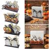 Cute Ghost Tissue Dispenser Halloween Wooden Napkin Holder Pastel Pumpkin Black Cat Tabletop Dispenser Waterproof Solid Wood Holder Decorative Stand