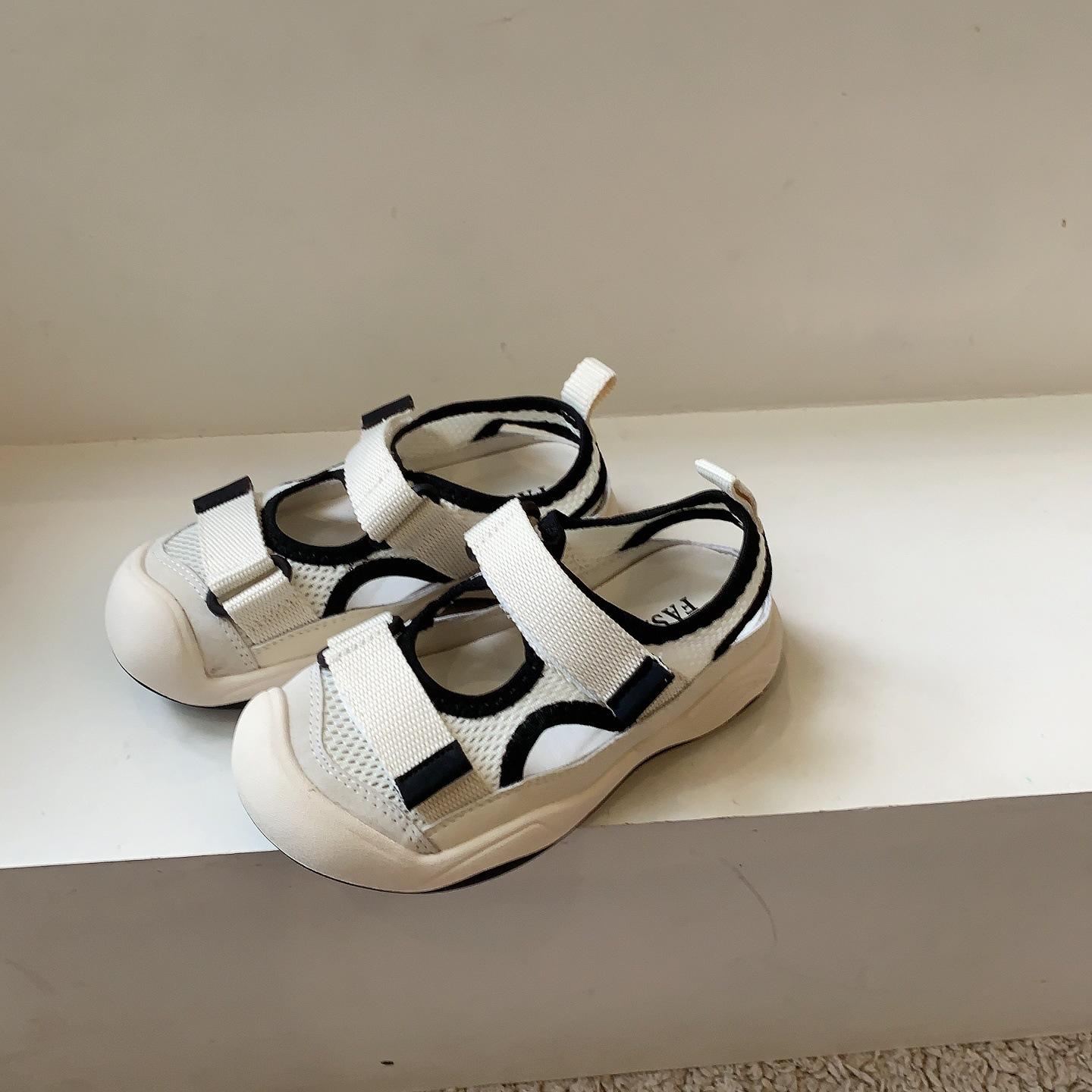 

Children s Sandals Girls Baotou Sports Beach Shoes Hollow Breathable Boys Shoes Mesh 30 бежевий