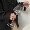 720ml Light Luxury Modern Minimalist Transparent Glass Burgundy Red Wine Glass, High-end Groove Wine Highfoot Glass for Home Use