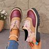 Autumn Printed Low-top Shoes 2025 New Plus-size Lace-up British Style Muffin Small Leather Shoes for Women
