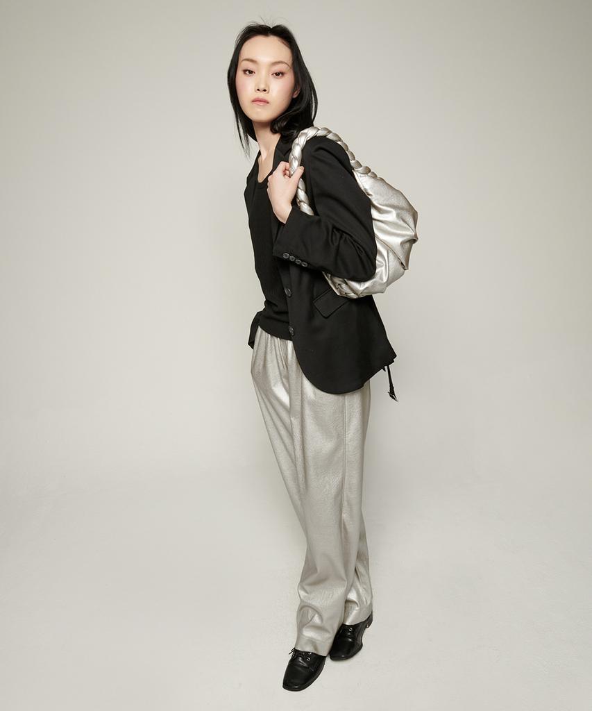Bowlloon Braid Leather Bag (Silver)
