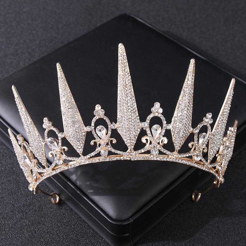 Baroque Vintage Black Crystal Rhinestone Crowns Bride Queen Princess Wedding Hair Accessories Elegant Tiara Diadem Women Jewelry