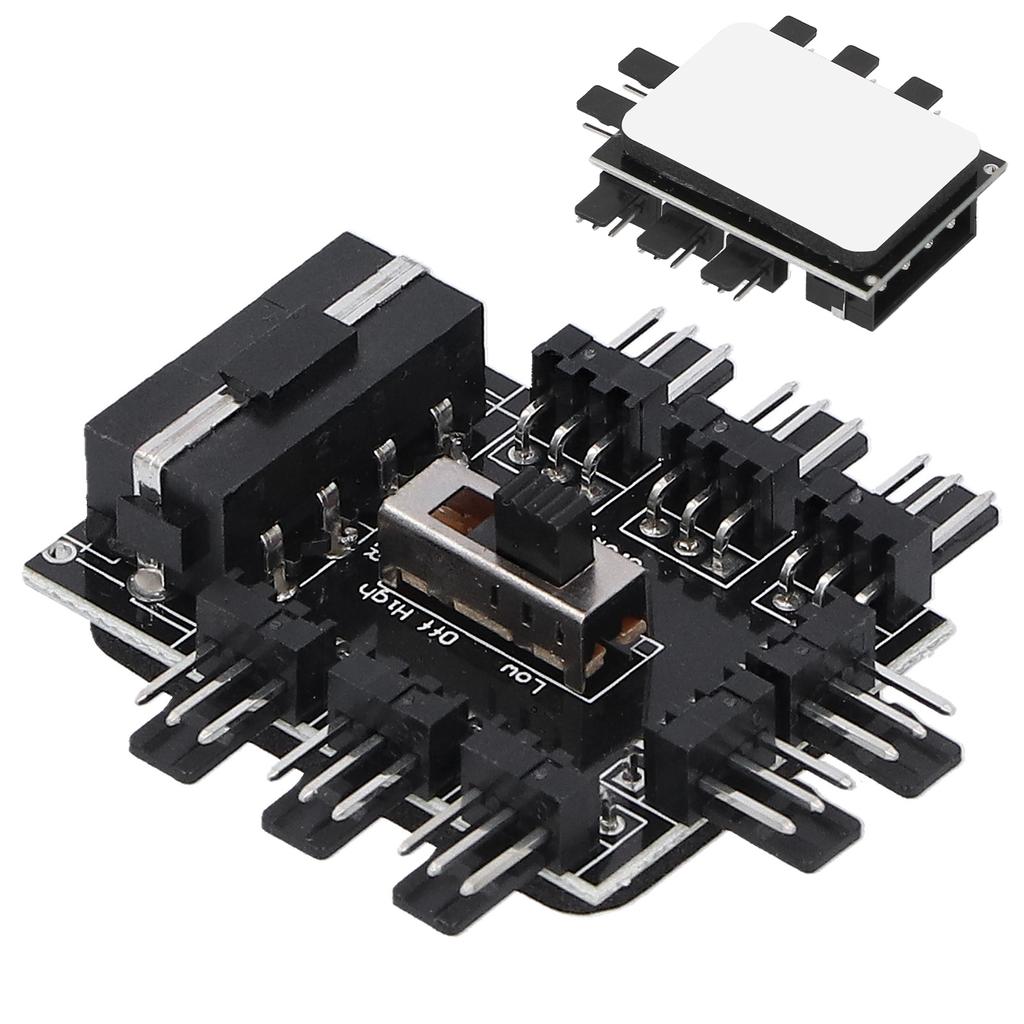 Computer Fan Hub Splitter 8‑Way Speed Controller 3 Pin Extension Cable Big 4 Pin Interface