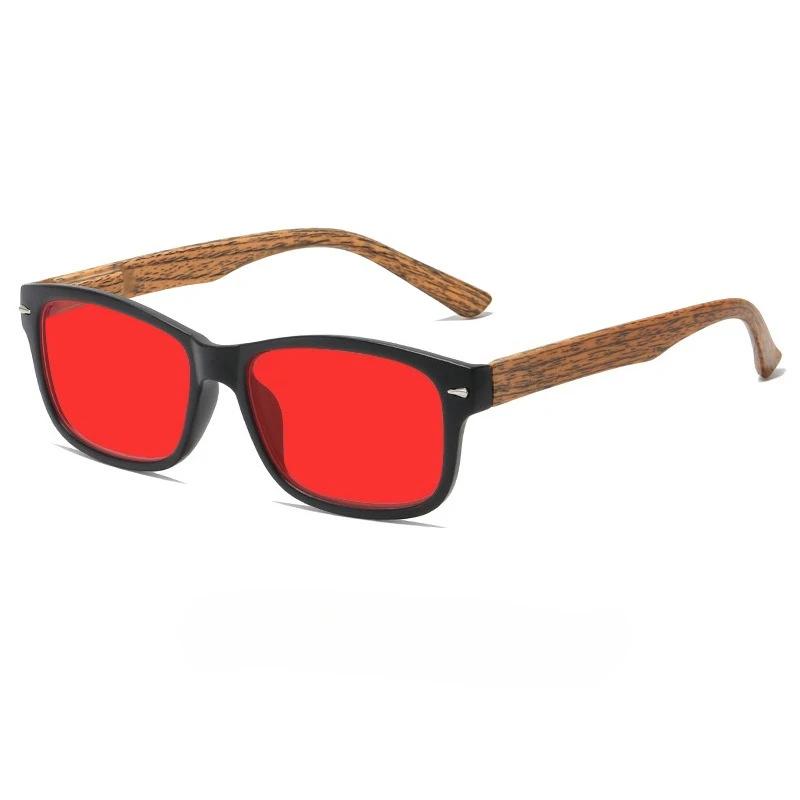 New Fashion Square Frame Wood-Grain Legs Anti-Blue Light Glasses Gaming Phone and Computer Eye Protection Eyewear Unisex