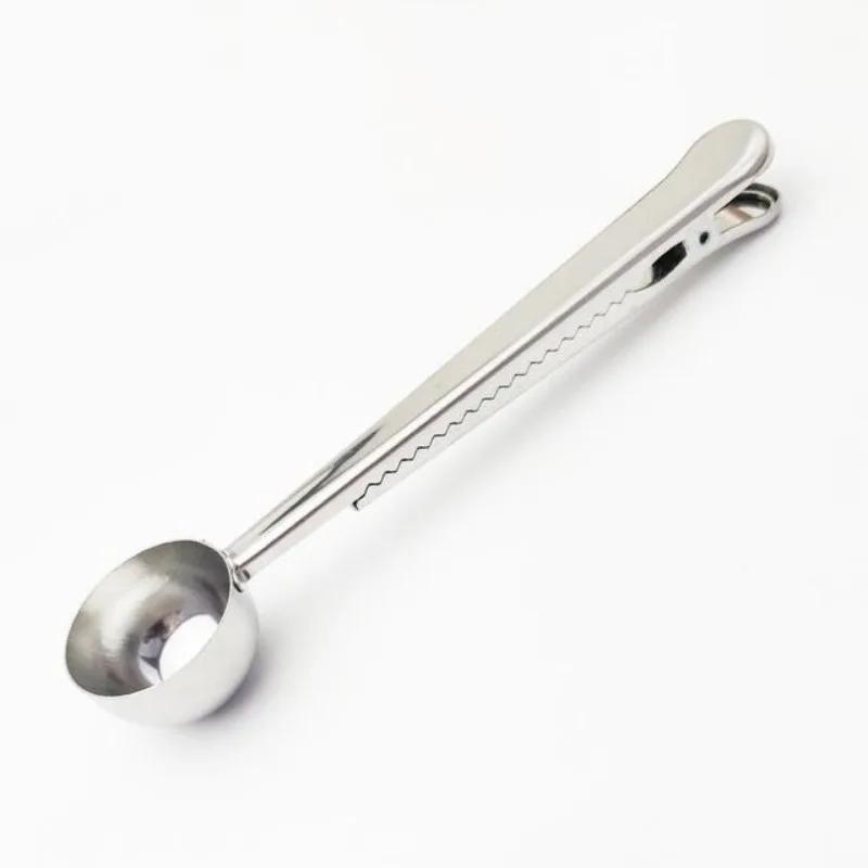 1Pc 2in1 Stainless Steel Coffee Spoon Sealing Clip Silver Kitchen Accessories Espresso Receiver Bowl Decoration Coffee Maker