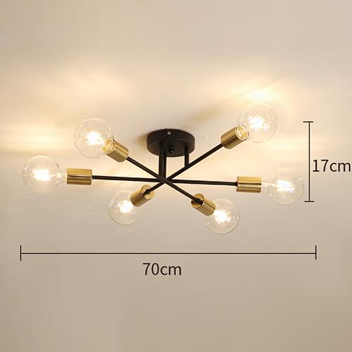 Candelabru modern auriu/negru, lumini de tavan, fixare nordică semi-încastrată, lămpi de tavan pentru living, iluminat pentru mobilier de interior