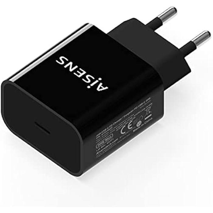 Chargeur USB-C - AISENS - A110-0538 - 20W - Noir - USB Power Delivery