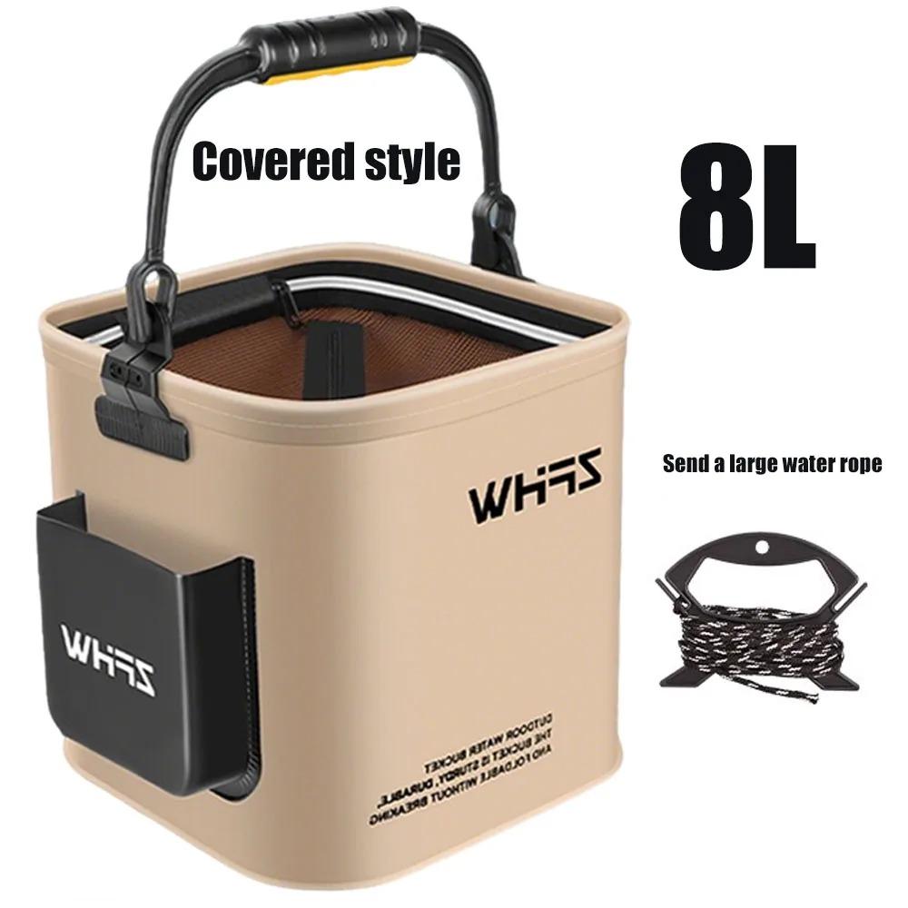 Portable Foldable Fishing Bucket Multi-functional Live Well Fish Keeper with Handle for Outdoor Travel Kayak and Beach Fishing