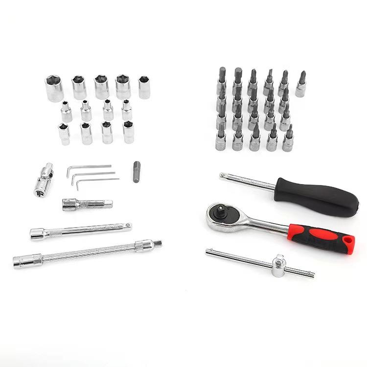 46pcs 1/4-inch Drive Metric Socket Set Hand Ratchet Socket Wrench Spanner Tool Kit Socket Wrench Set
