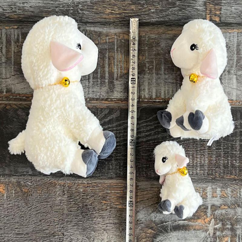 Cute Bell Decor Sheep Stuffed Ornament Long Ears Sitting Design 1Pcs Soft Fluffy Plush Pendant for Backpack Car Interior Decor