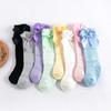 Knit Pattern Knee High Socks with Decorative Bow for Children Soft Breathable Material for Everyday Wear and Comfort
