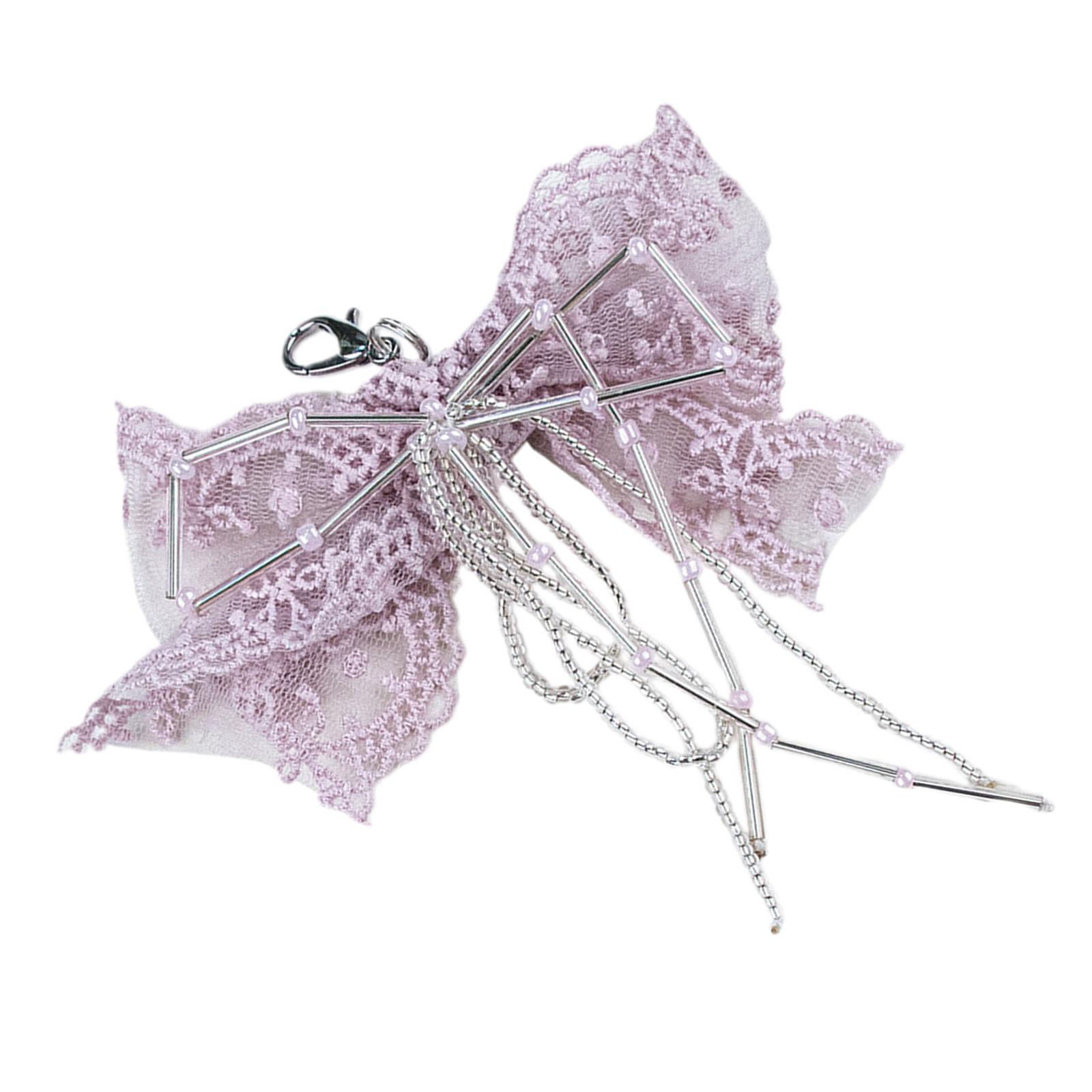 

Элегантный кружевной вышитый зажим для обуви с бусами, бантом-бабочкой, подвеской на сумку ручной работы, декоративной пряжкой для обуви розовый