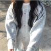 College Style Knitted Cardigan Women's Autumn and Winter New Fun Buttons Lazy Style Soft Waxy Sweater Jacket Loose Top