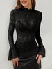 Elegant Lace Bell Sleeve Slimming Top for Women