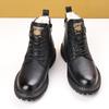 Fashion men's boots Thickened Martin boots men's leather high-top men's cotton boots British tooling boots Warm non-slip snow boots