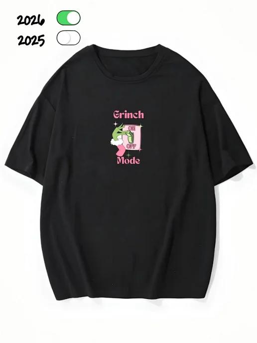 Oversized T-shirt with New Year s Print 3XL