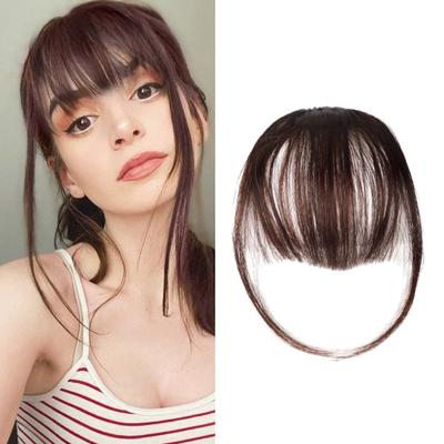 Flequillo ala Clip extensión de cabello suave Natural liso antideslizante reutilizable marrón oscuro flequillo tenue flecos mujeres vestir postizos