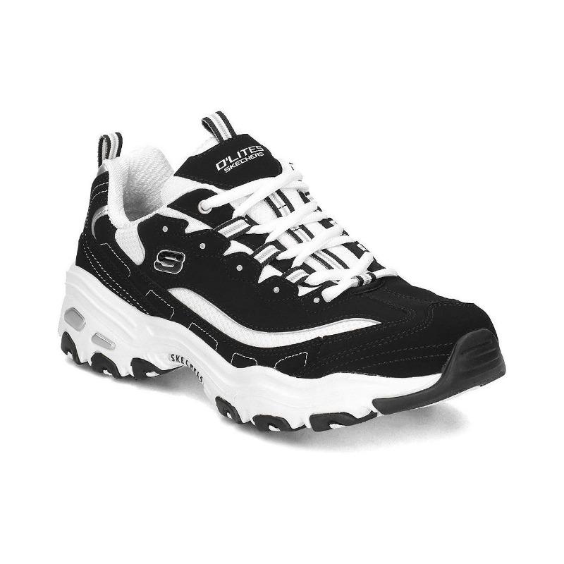 Skechers D'LITES 1.0 Men Retro Comfort Breathable Low Top Panda Dad Shoes White Black 52675-BKW