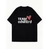 Women's Black T-shirt - Team Edward Heart Print, Casual Wear