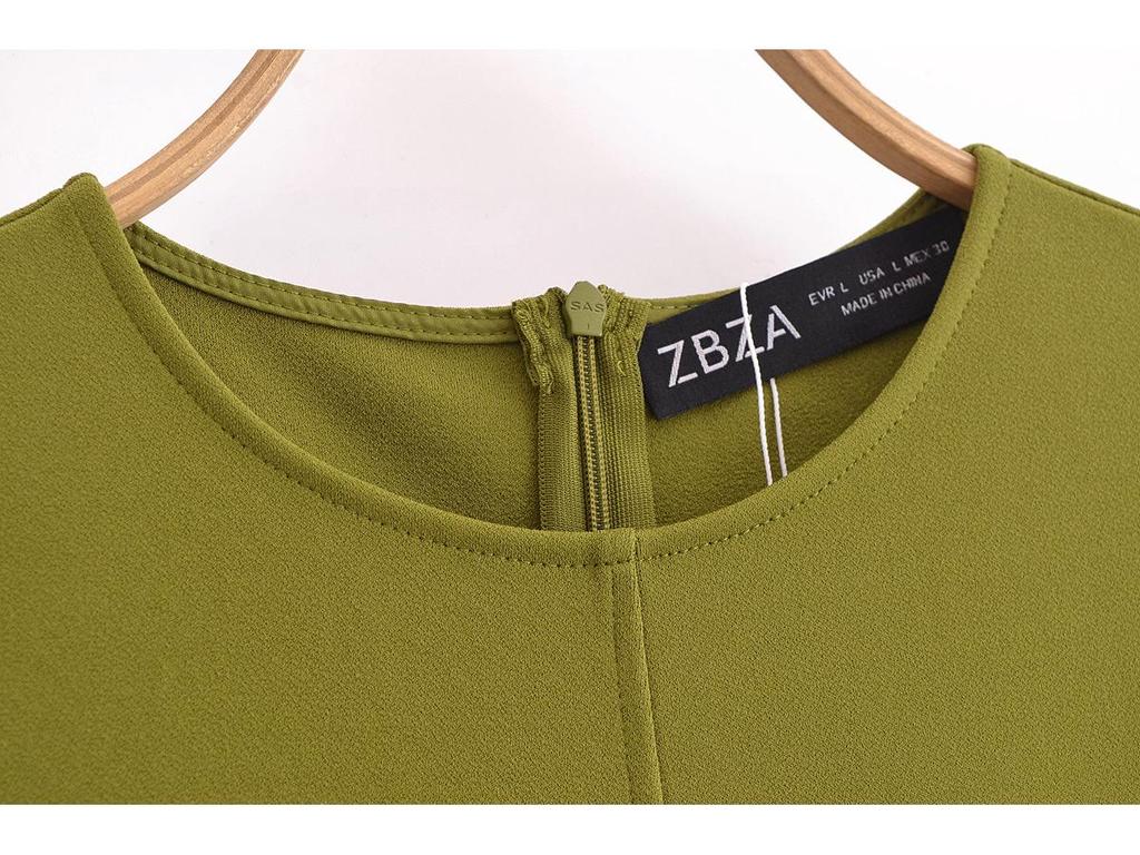 Rochie Midi de Primăvară 2025 pentru Femei, Stil European și American, Crep, Croială Slim Fit, Gât Rotund, Mânecă Scurtă