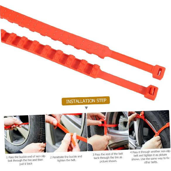 PRETYZOOM 10-Piece Tire Chain Set Sturdy Nylon Anti-Skid Snow Chains for Cars and SUVs Essential for Winter Driving and Emergency Traction on Snow