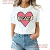 Mama T Shirt Retro HearT Mothers Day Custom for Mom Vintage Washed Casual Homme Stretched Fashion Soft Streetwear Versatile