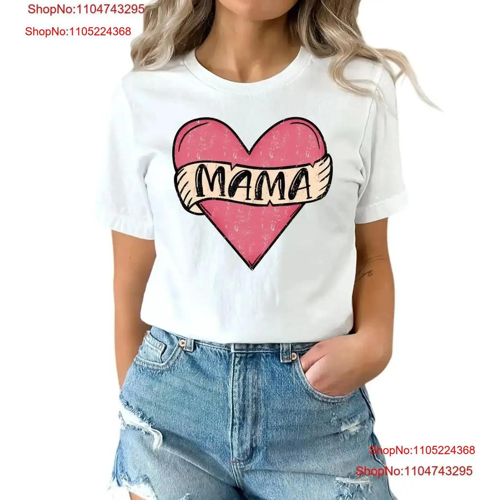 Mama T Shirt Retro HearT Mothers Day Custom for Mom Vintage Washed Casual Homme Stretched Fashion Soft Streetwear Versatile
