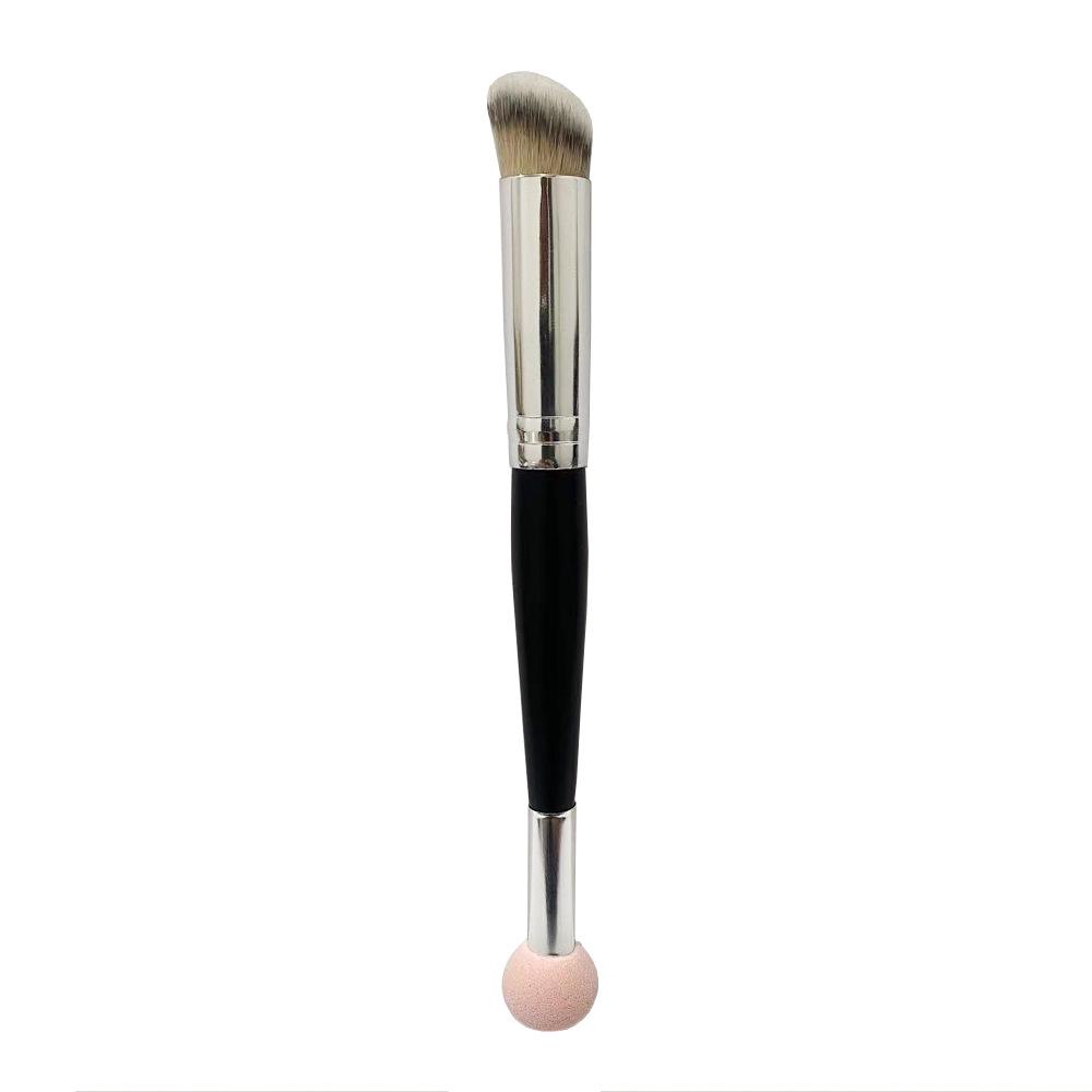 Dual-Head Makeup Brush Set: Multi-Functional 270 Concealer, Sponge Puff, Pimple Concealer, and Contour Brush.