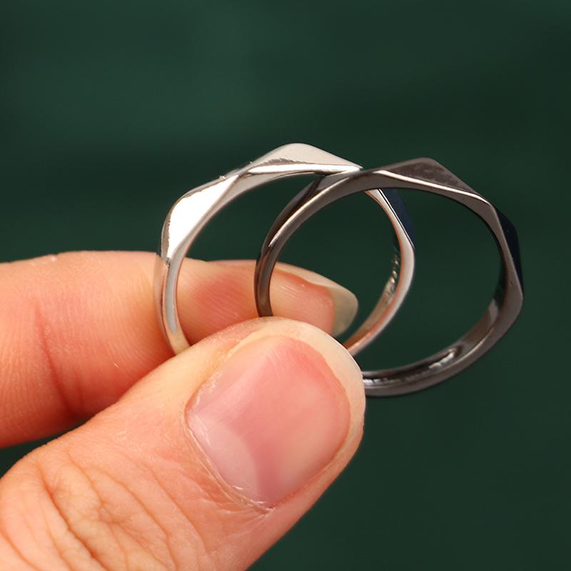 1Pair  Simple Geometric Couple Ring Rhombus Wedding Ring Couple Engagement Jewelry Party Gift