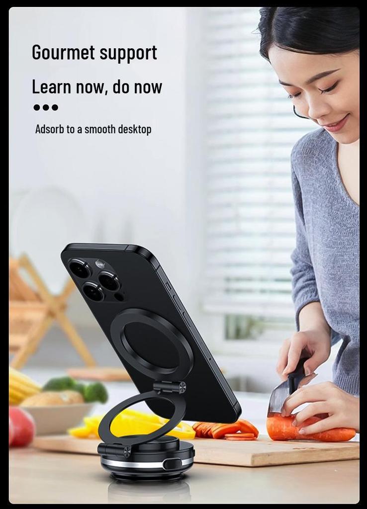360° Rotating Car Phone Holder with Strong Magnetic Bracket and Automatic Folding