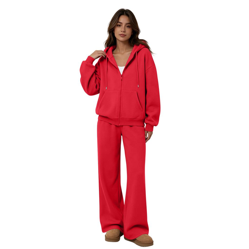 Women's Two Piece Sweatshirt Set with Wide Leg Pants Casual Track Suit for and Wear
