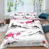 Cherry Blossoms Duvet Cover Japanese Style Comforter Cover Pink Flowers Bedding Set For Adults Exotic Style Bedding Room Decor