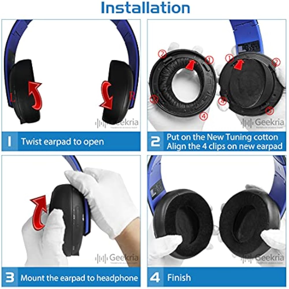Geekria Earpads & Headband Repair Kit Sony PlayStations Gold Wireless Headset CECHYA-0083 Compati...