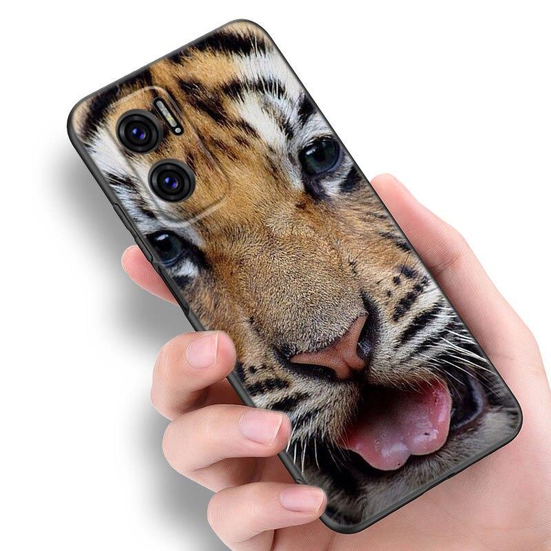 Cute Little Tiger Phone Case For Xiaomi Redmi Note 7 8 8T 9 9S 10 10S 10T 11 11S 4G 11E 11T Pro 5G Soft TPU Black Cover