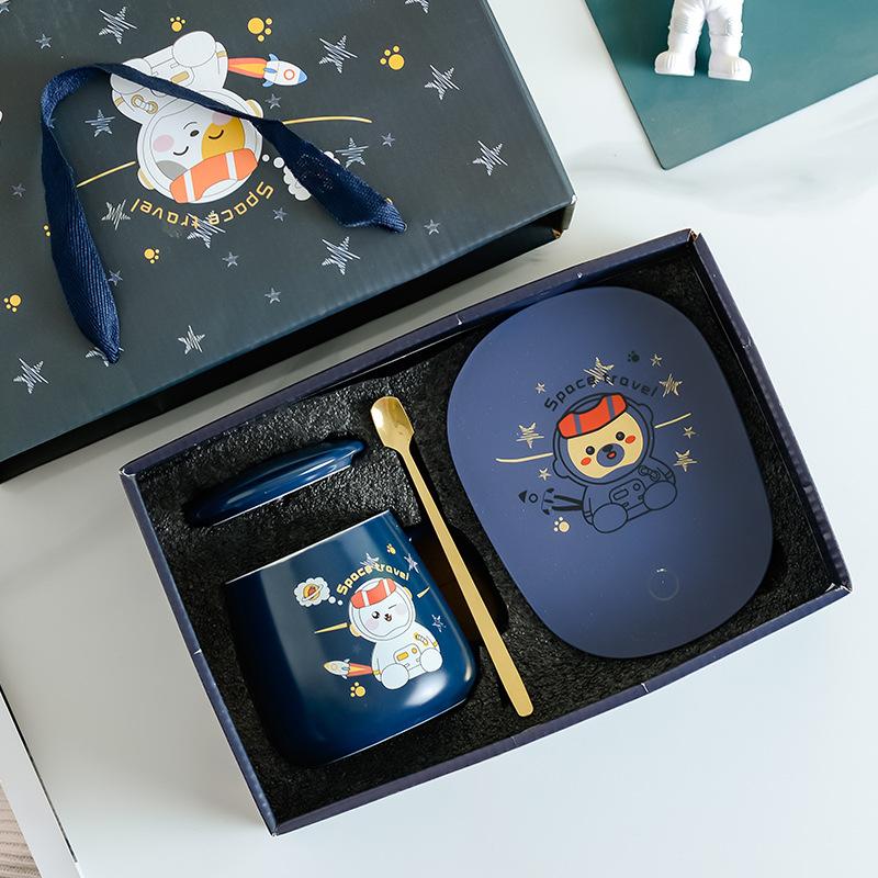 Animal Astronaut Nuannouncer Ceramic Constant Temperature Cup Gift Set Opening Event Festival Gifts