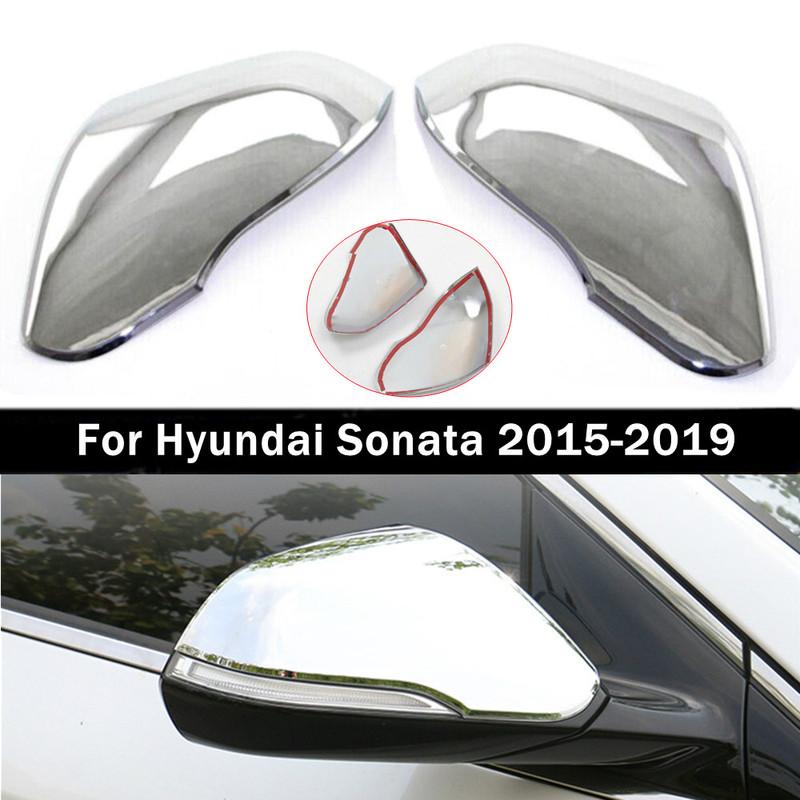 Для Hyundai Sonata 2015 2016 2017 2018 Автомобильное Зеркало Заднего Вида Дверное Боковое Зеркало Крышка Колпачок Накладка Внешний Корпус Ободок ABS Хром