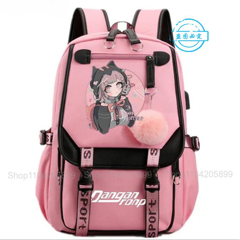 Zaino Danganronpa Anime Mochila Cartella Scolastica Studente Porta USB Borse da Viaggio Laptop Messenger Bag Grande Casual Regalo