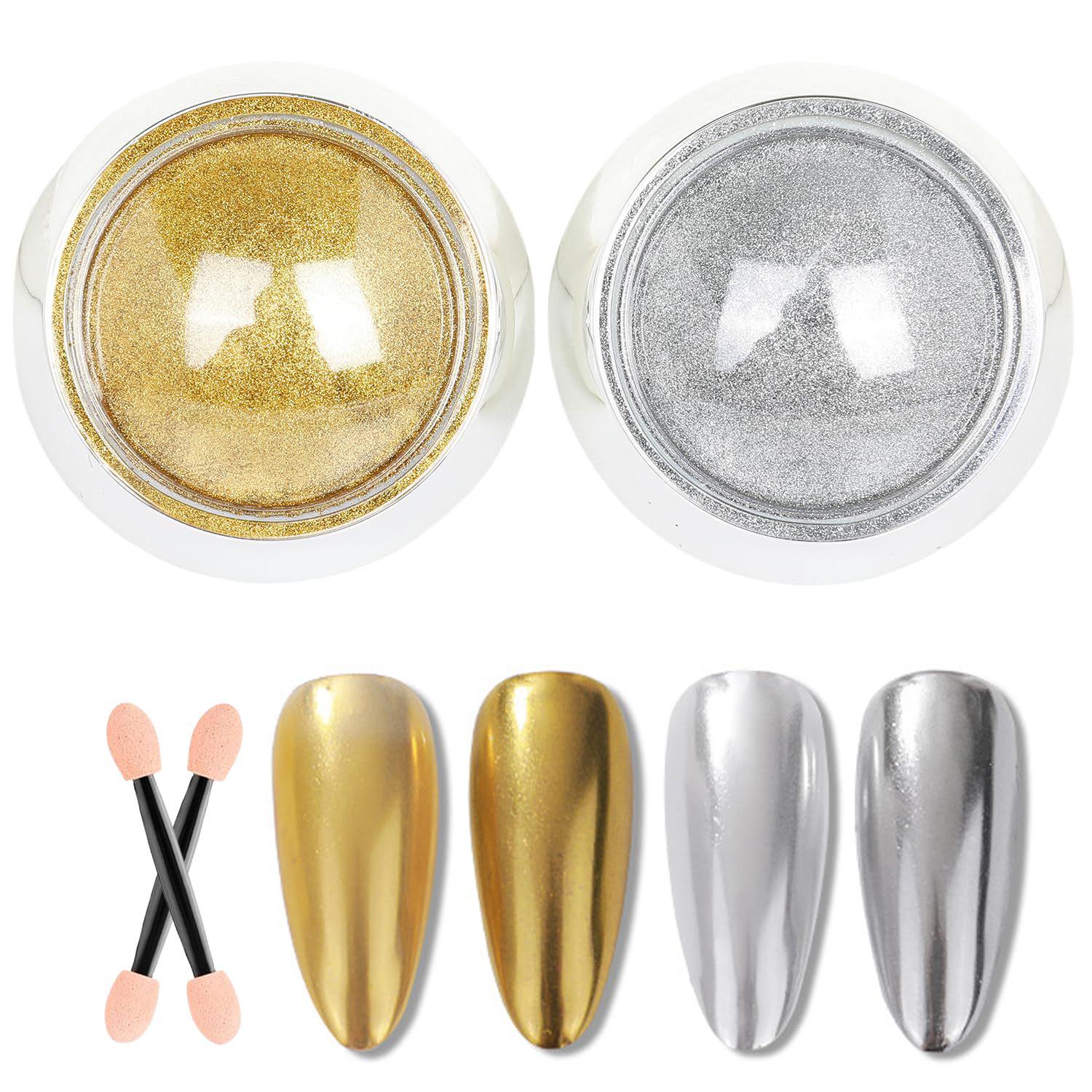 Nail Art Mirror Powder: Aurora Gold  Silver Glitter for Salon