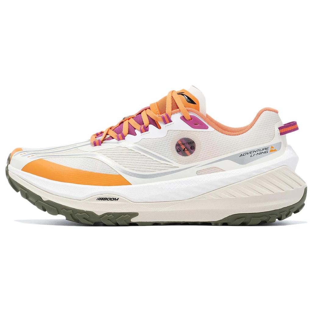 New LiNing Dilu Cushioned Slip Resistant Low Top Trail Running Shoes Men's White Orange ARNT003-11