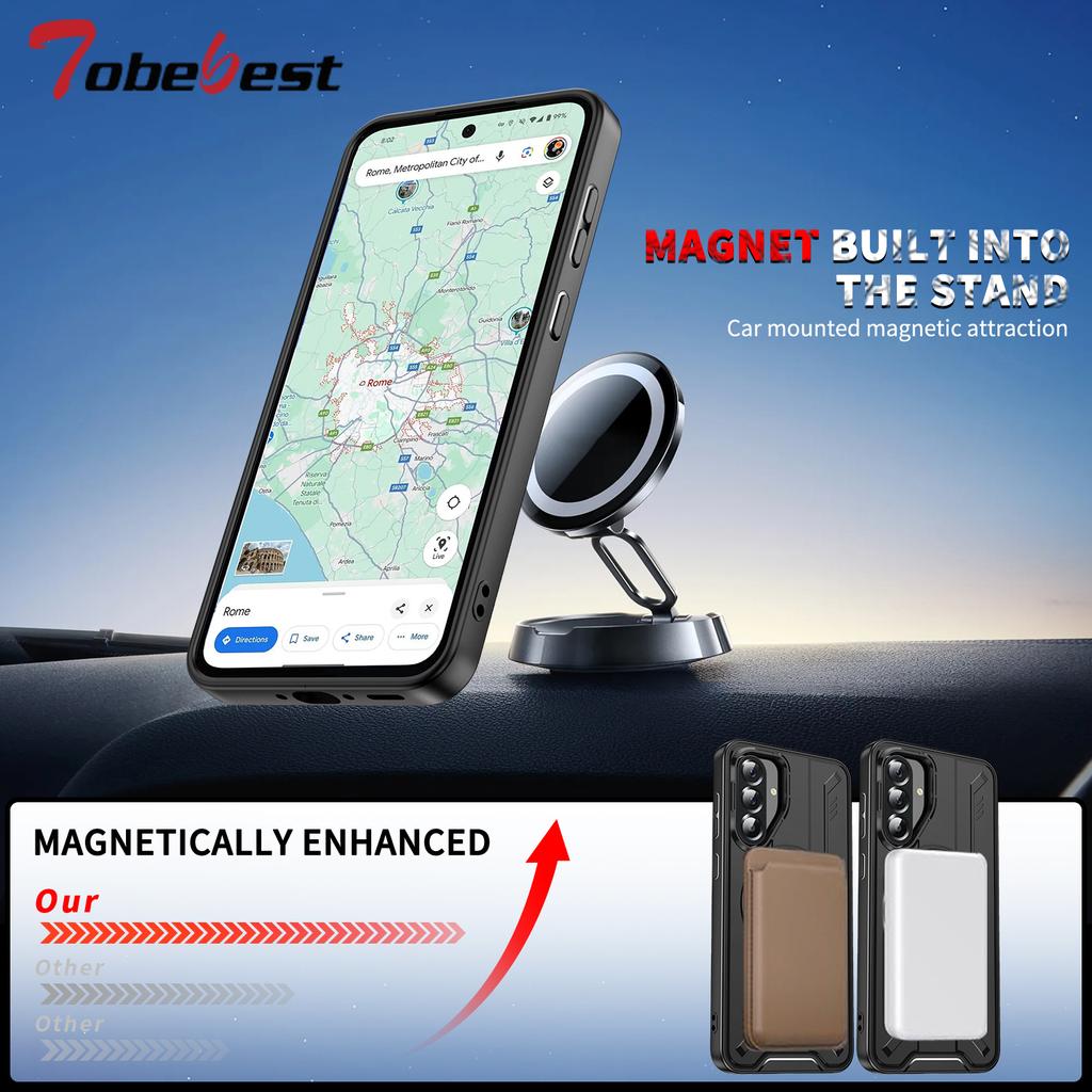 360° Degree Rotate Armor Magnetic Stand Case For Samsung Galaxy A16 A36 A56 A06 A07 A15 A14 4G 5G Magsafe Wireless Charge Cover