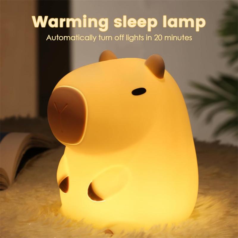 Capybara Nattlys, Nyhet Tegneserie Capybara Form Lampe Myk Silikon Med Oppladbar Og Berøringskontroll