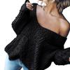 Dames Tops V-hals Lange Mouw Effen Kleur Gebreide Tops Zacht Rekbaar Losse Pasvorm Trui Lente Herfst Casual Tops