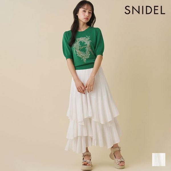 SNIDEL Bottoms 26 Spring/Summer Volume Tiered Skirt Early to Late May Reserved Maxi Length Flare swfs262128