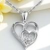 Female Crystal White Zircon Stone Heart Pendant Necklace Vintage Silver Color Wedding Jewelry For Women