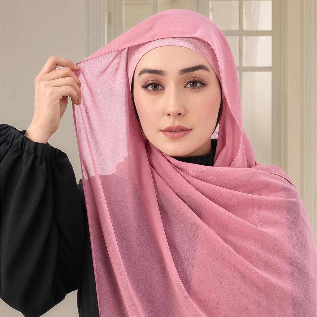 Women'S Elegant Muslim Headscarf Fashion Hijab Chiffon Versatile Scarf Trendy Design Full Coverage Soft Comfortable Suitable