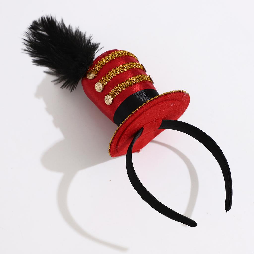 Vintage Fascinator Hats Headband Circus Ringmaster Costumes Mini Top Hat Feather Cap Headpiece for Halloween Tea Party Props