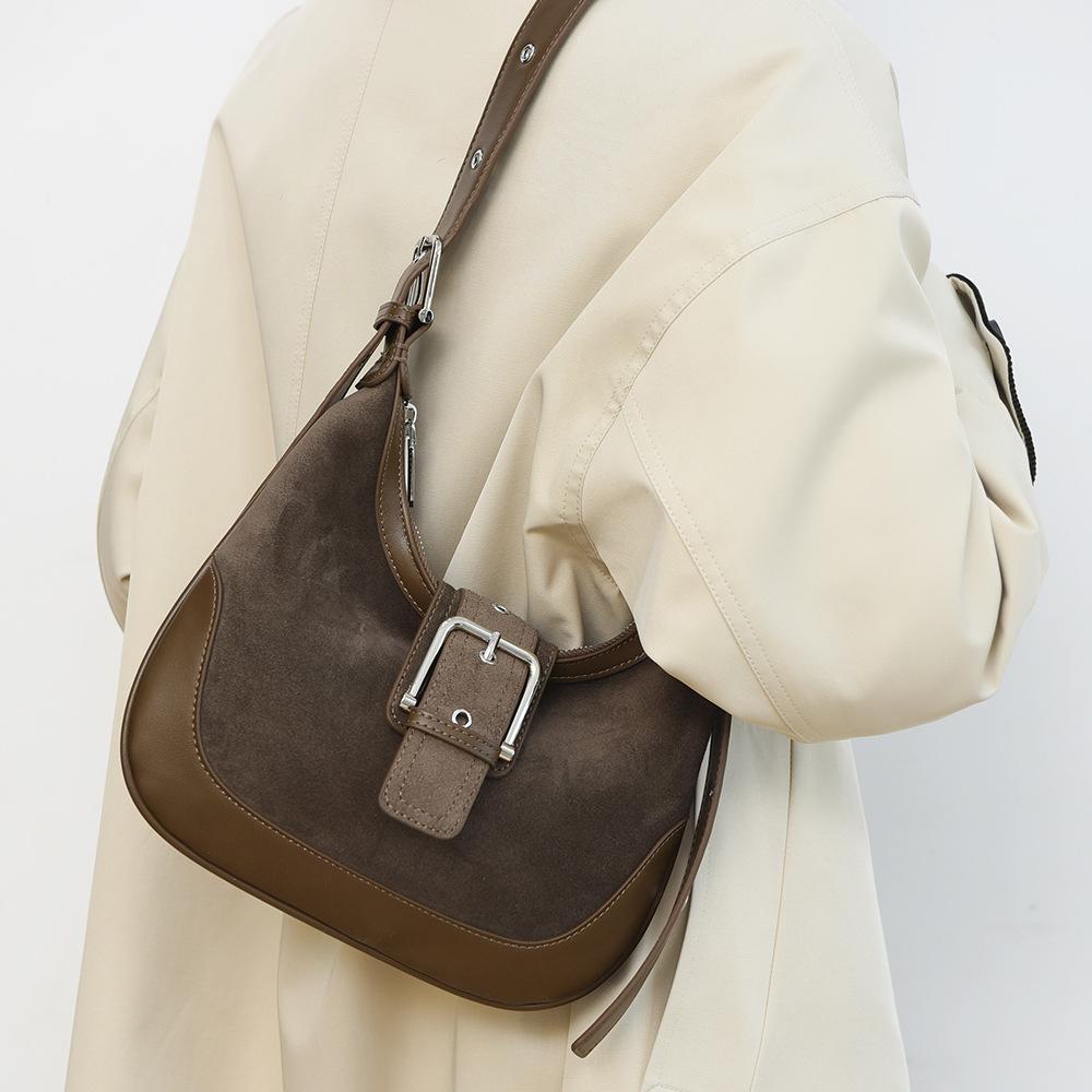 Shoulder Bag, Autumn and Winter Frosted Leather Women's Bag, High-end Sensory Bag, Women's Large Capacity Commuting Fashionable Crossbody Bag